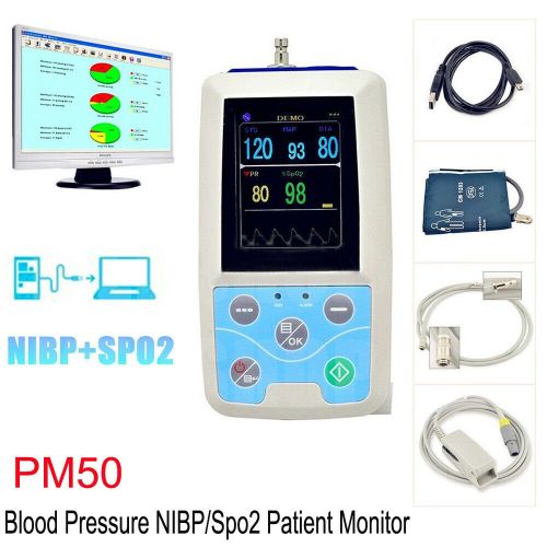 CONTEC PM50 24 Hours Ambulatory Blood Pressure Monitor SPO2 Probe Pulse Rate NIBP Recorder Software USB Data Store CONTEC PM50 24 Hours Ambulatory Blood Pressure Monitor SPO2 Probe Pulse Rate NIBP Recorder Software USB Data Store